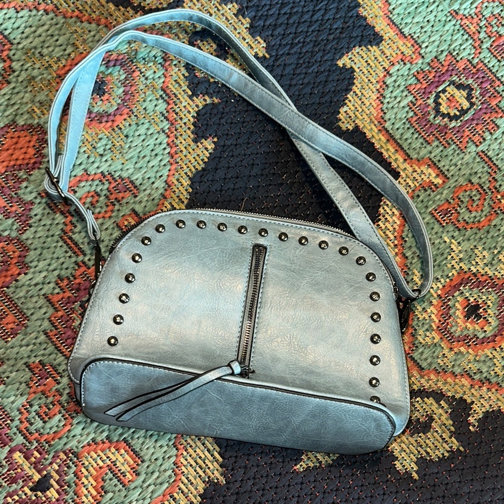 Elegant Teal Studded Crossbody Bag